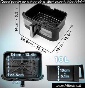 Capacité 10 litres de l'airfryer AF34 de la marque DURONIC