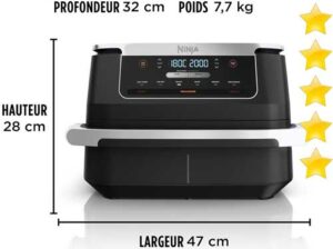 Quelles sont les dimensions de la friteuse à air FlexDrawer 6,6 litres de NINJA ?